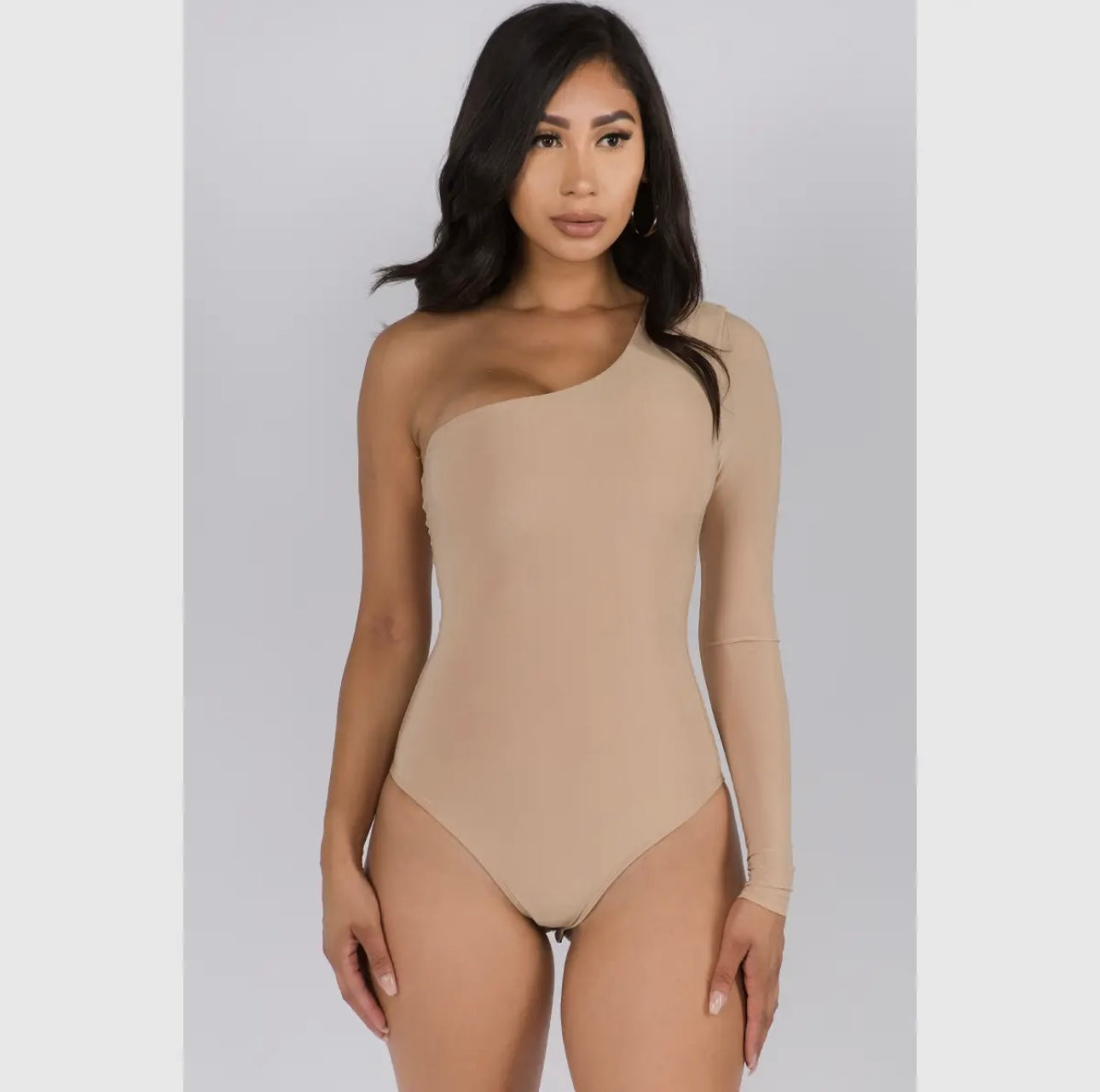 One shoulder lined body suit