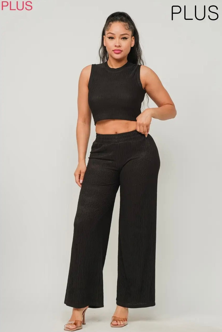 Crop top and wide leg pant set