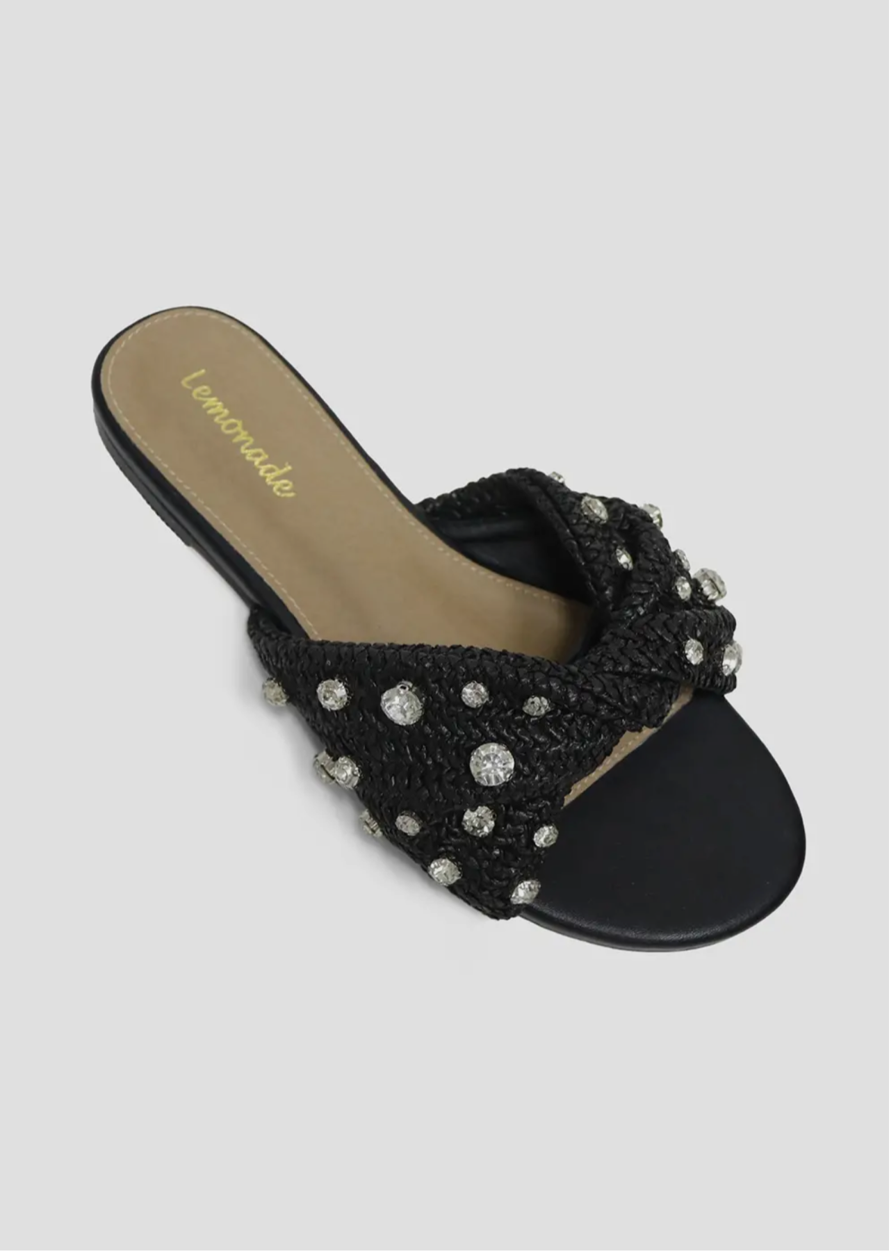 Raffia beaded slide sandals