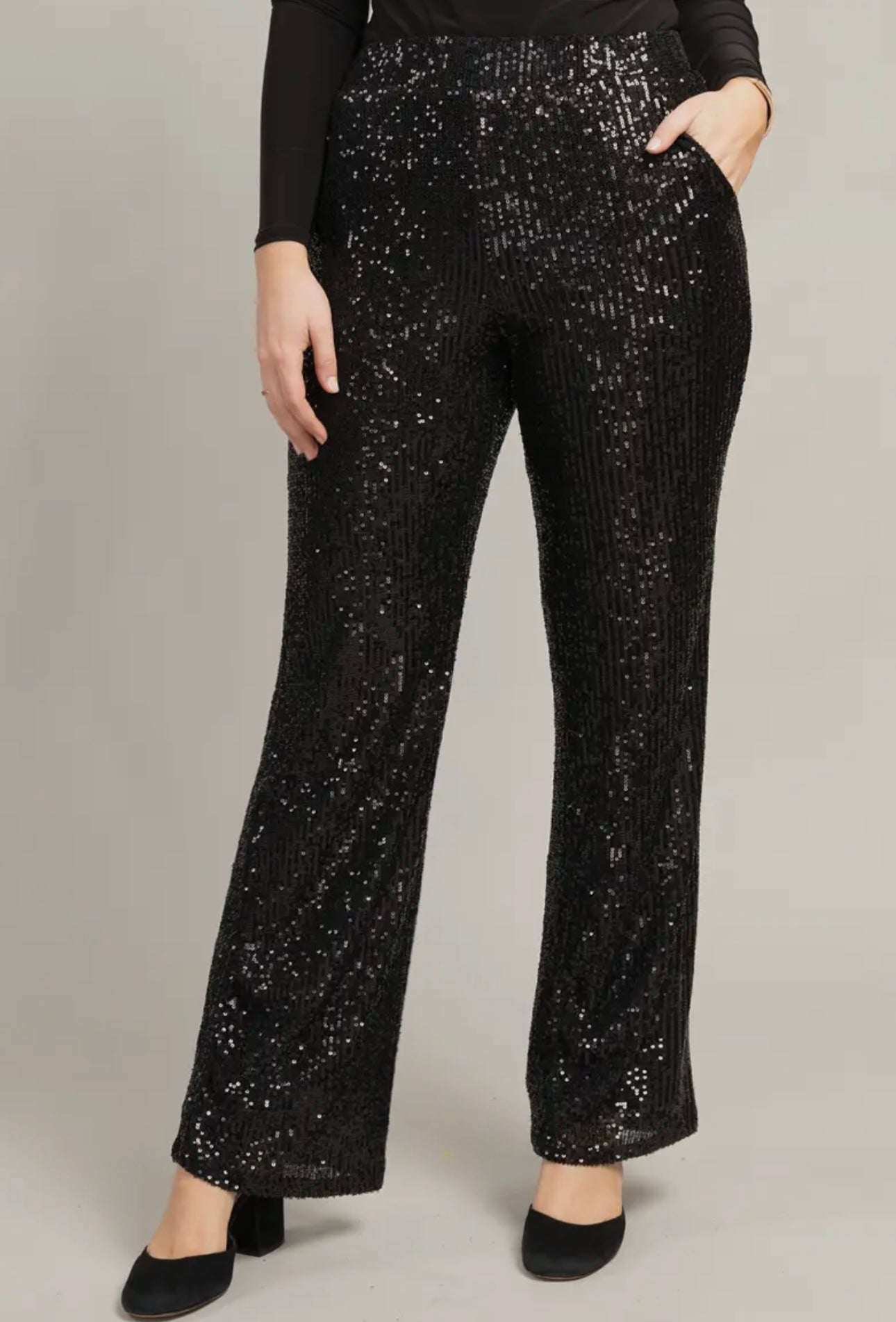 Pull on shimmer wide leg pant