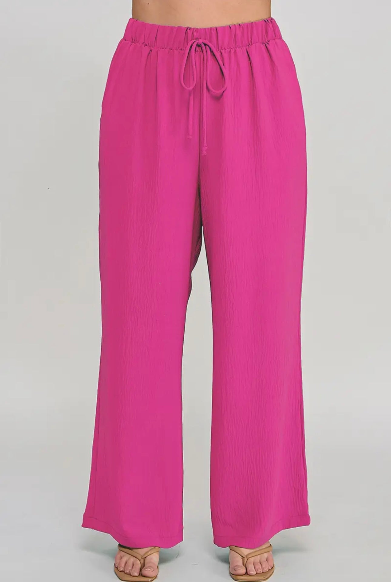 Plus size woven wide leg pant