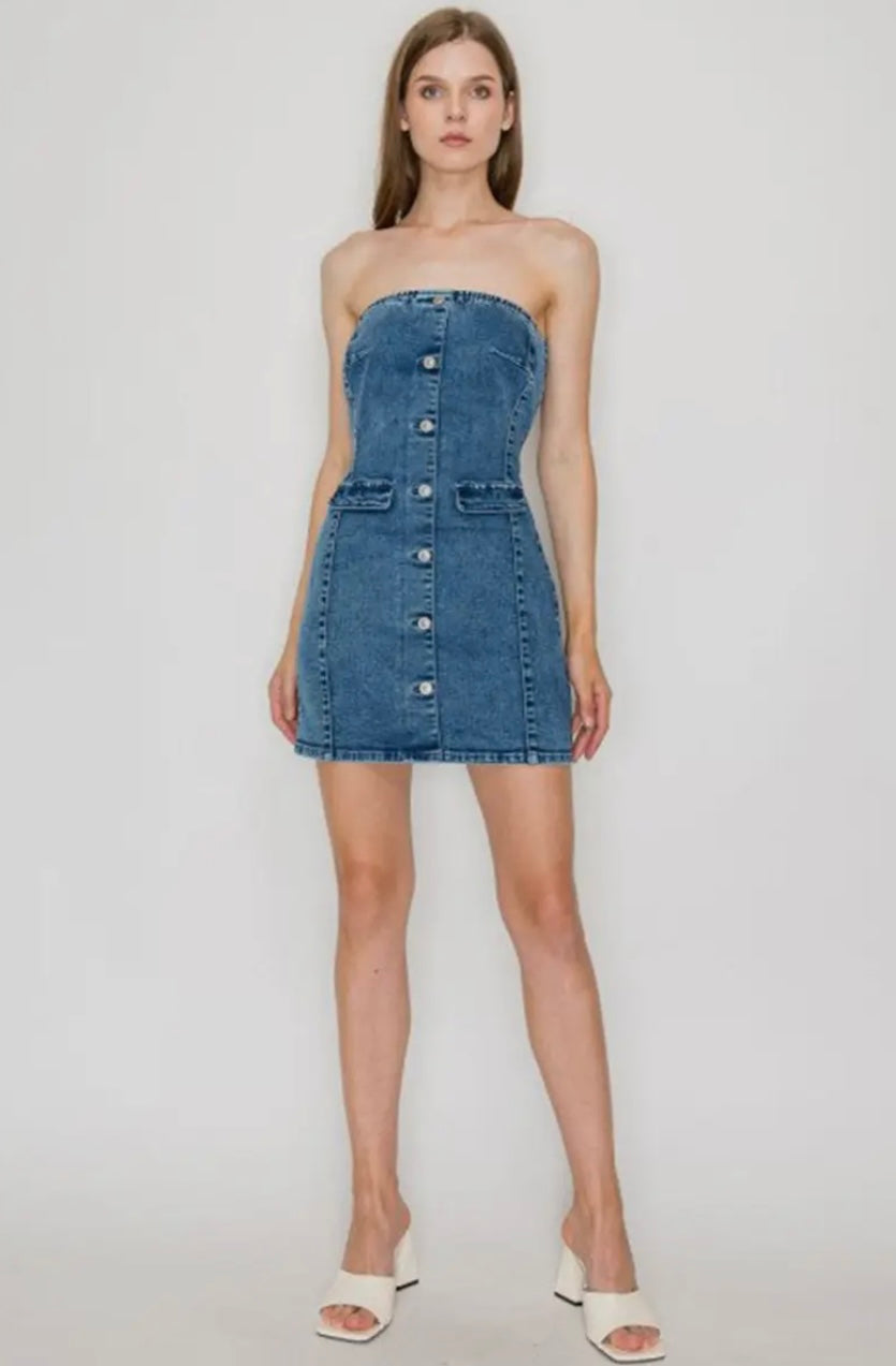Tube Denim mini dress