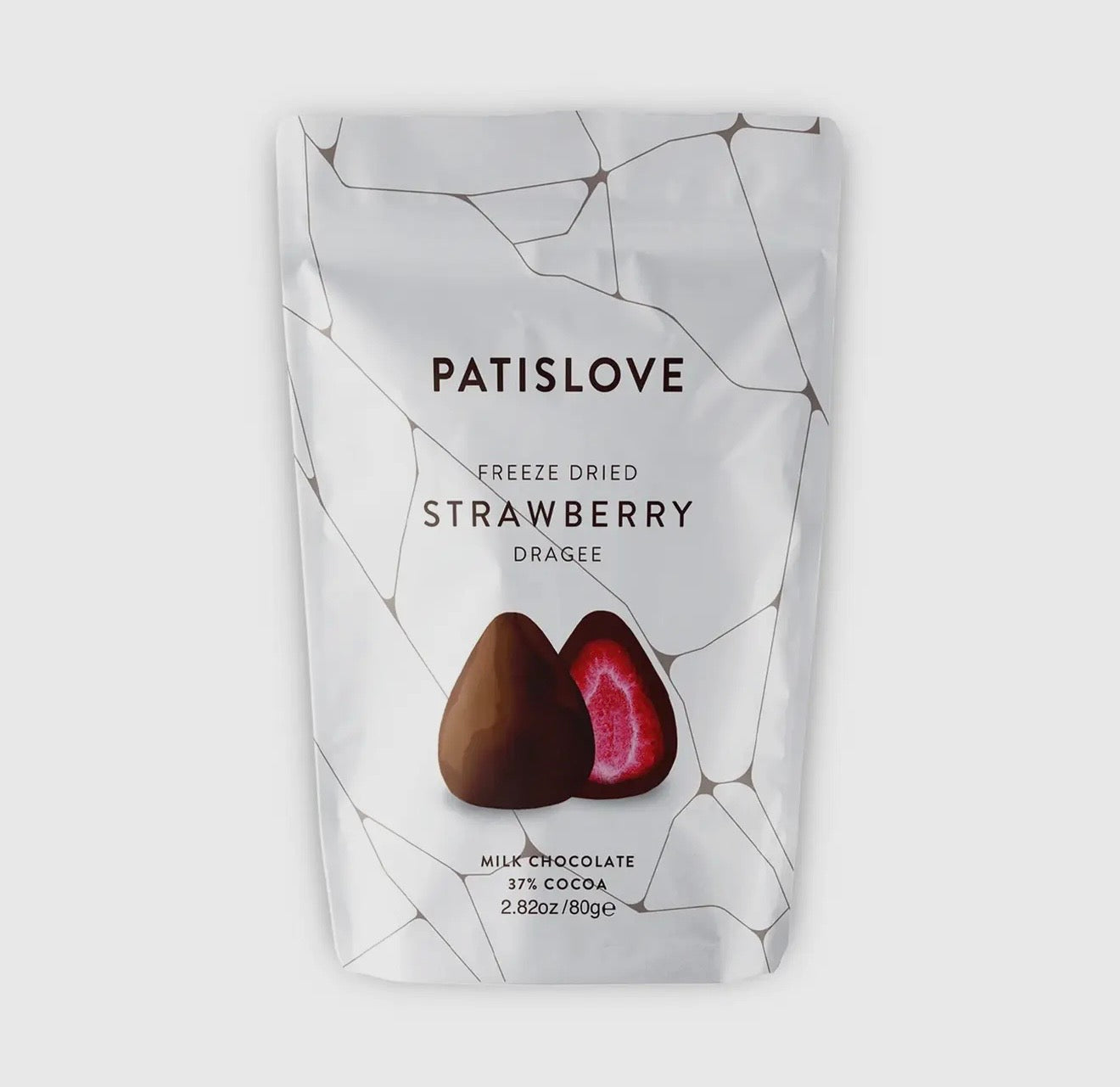Freeze dried milk chocolate strawberry dragee