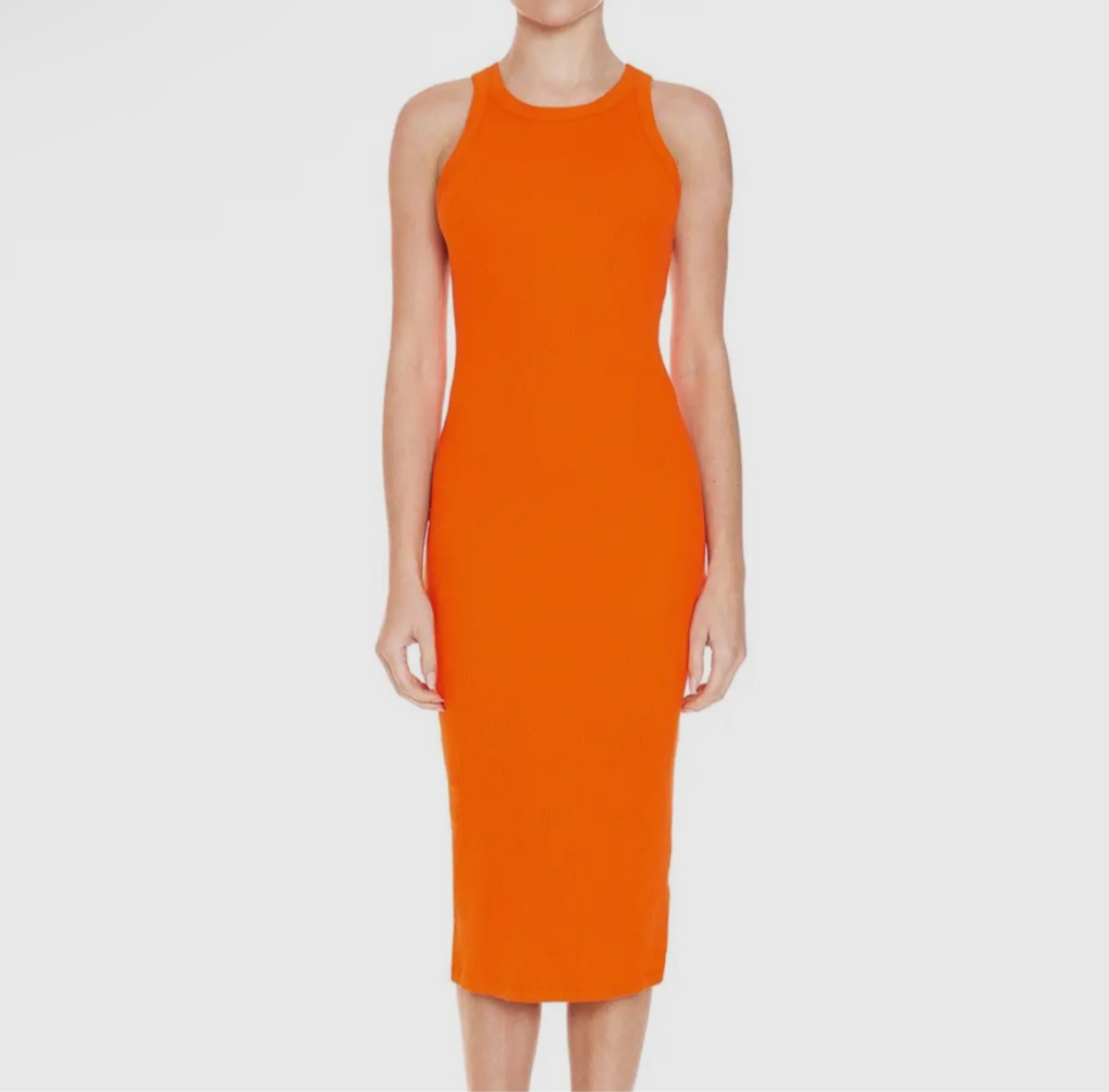 Crewneck sleeveless body-con racer back midi dress