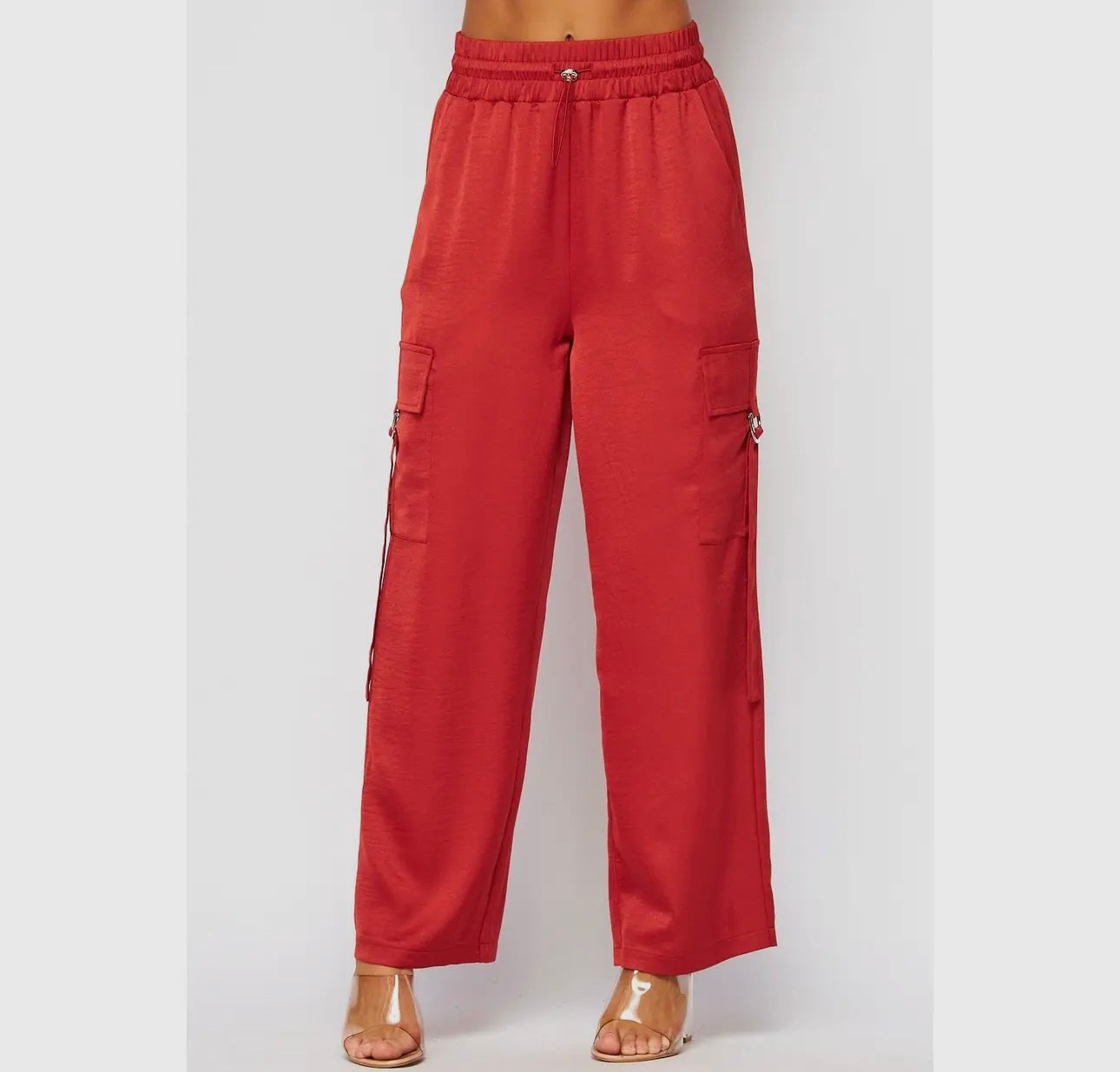 Satin drawstring, cargo pants
