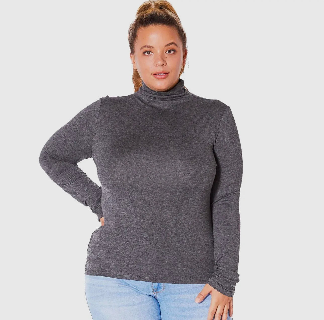 Plus size long sleeve turtle neck