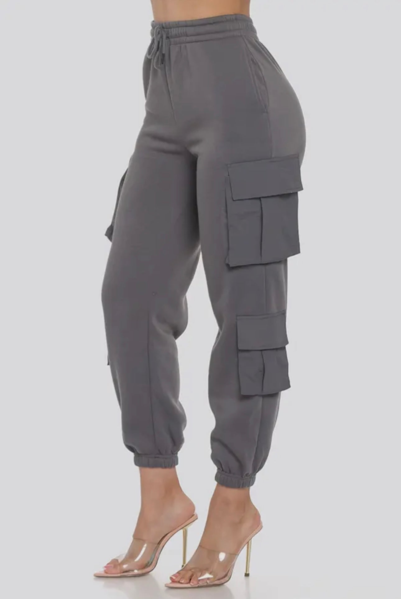 Solid cargo jogger pants with drawstring