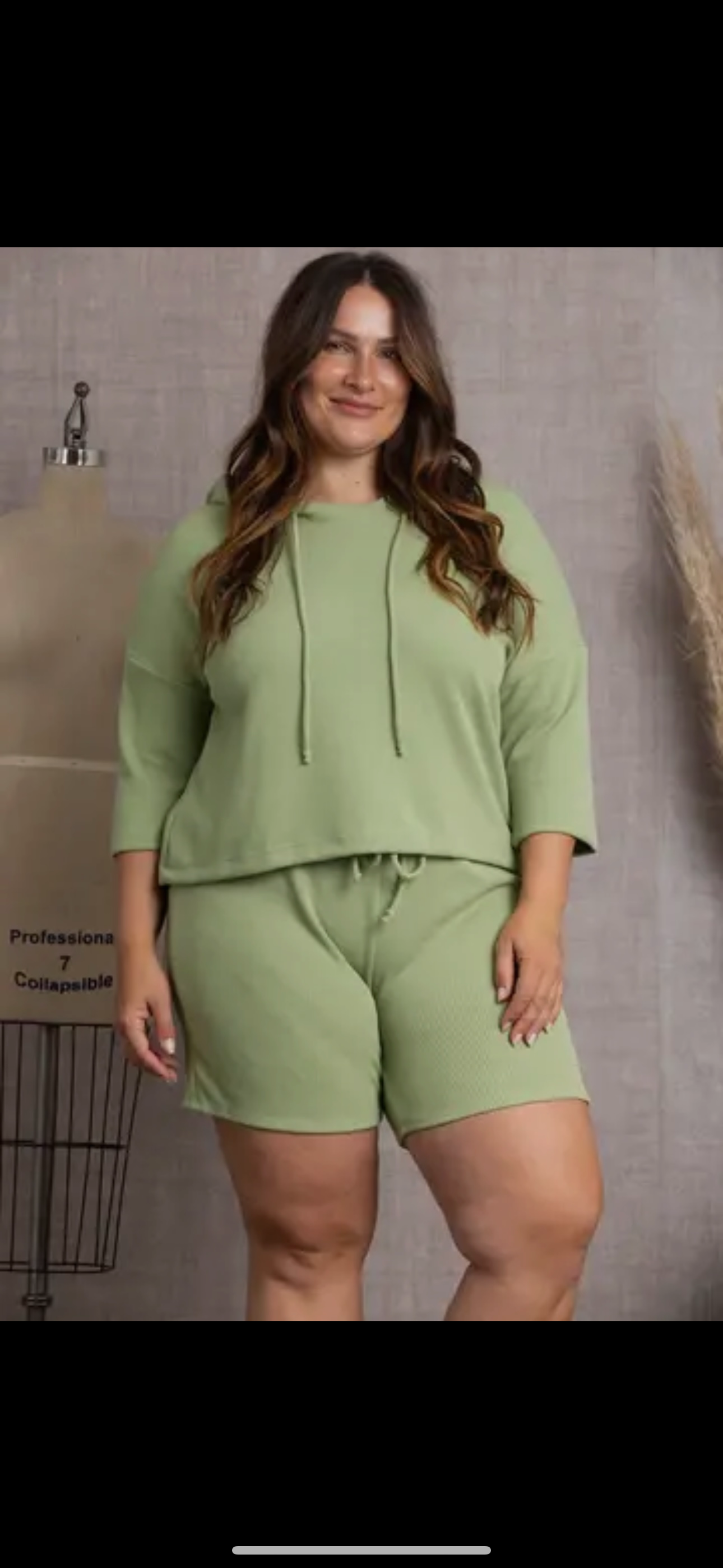Plus size sage sweatshirt hoodie set