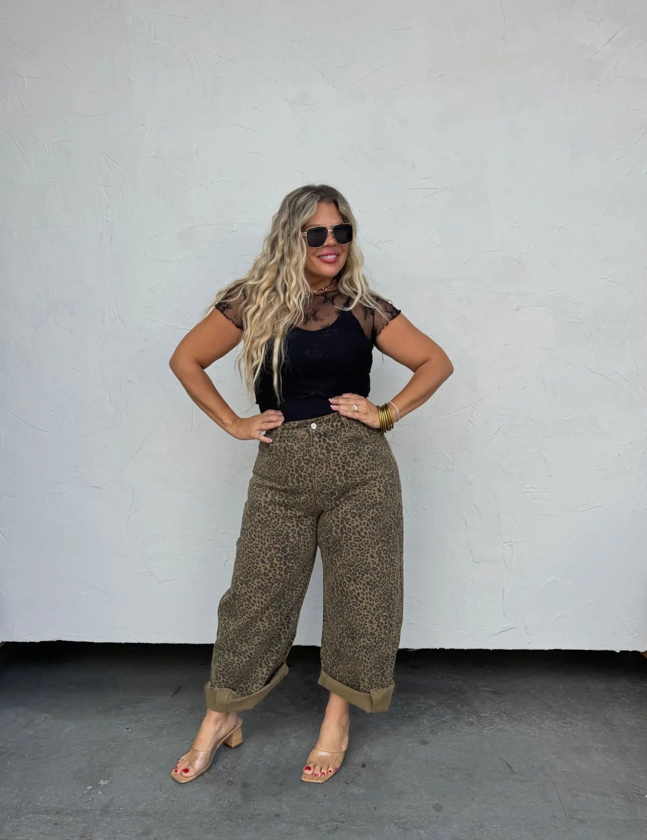 Cheetah barrel jeans