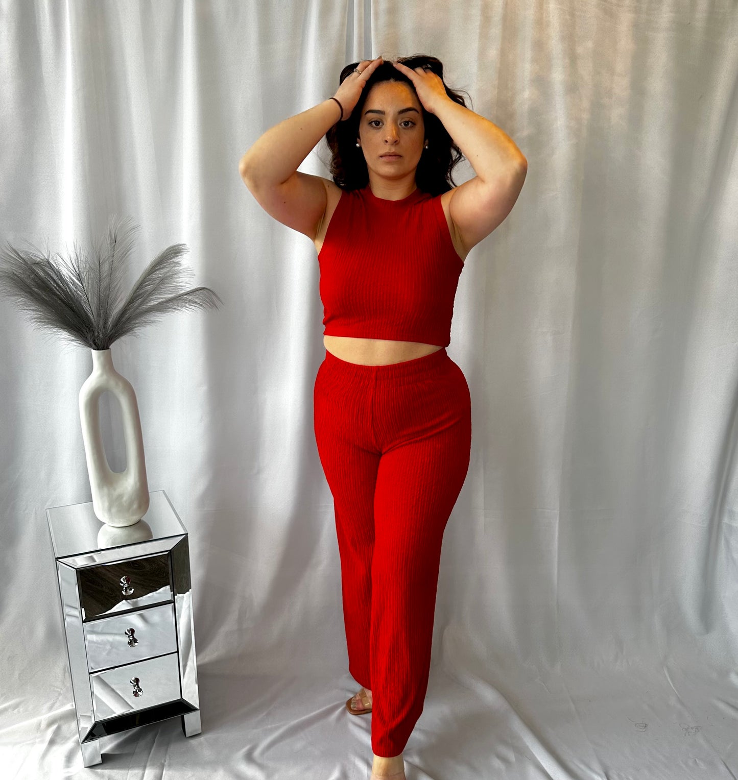 Crop top and wide pant set