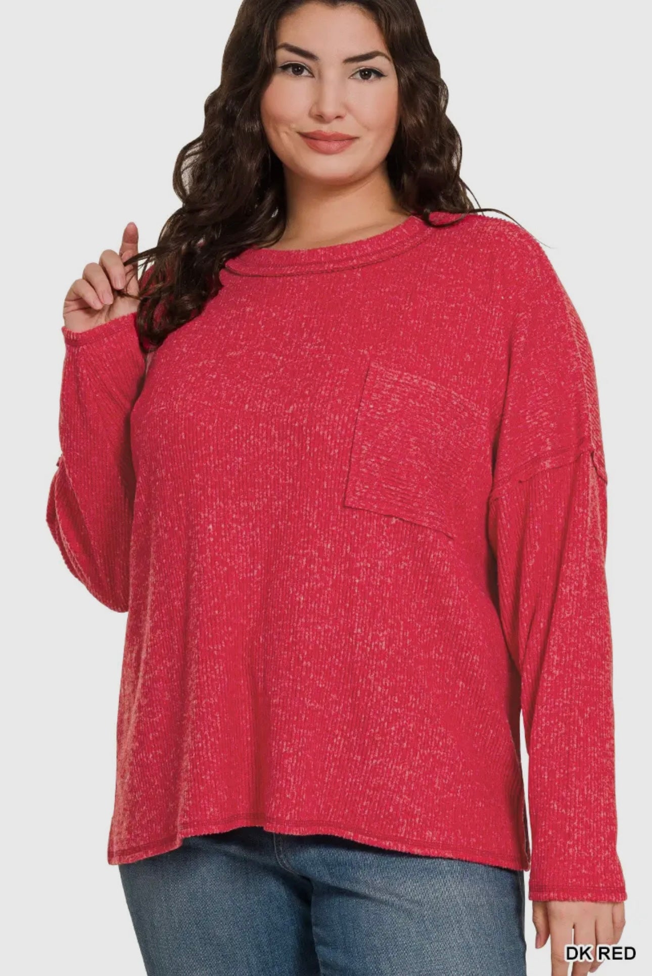 Ribbed brushed melange hacci sweater