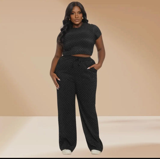 Embellished top and pant set