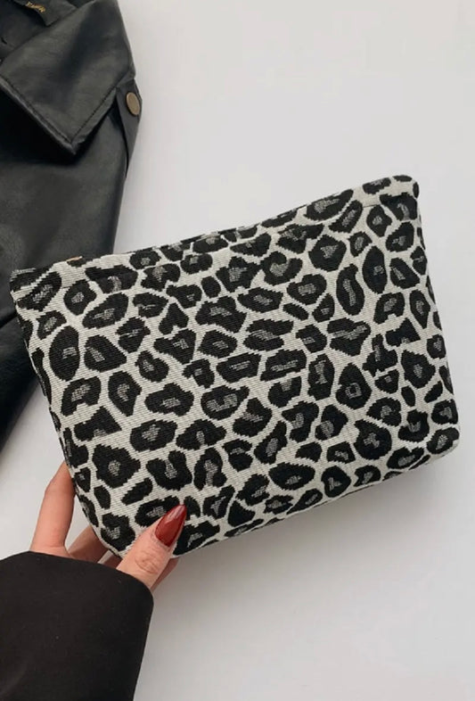Leopard canvas makeup bag