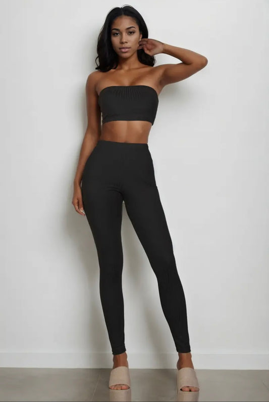 Ribbed tube top and legging set