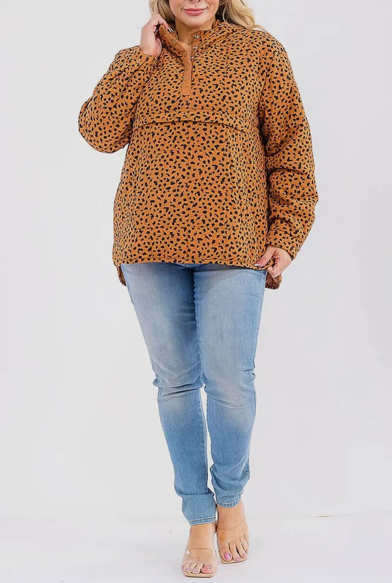 Button up front pockets hooded animal sweater