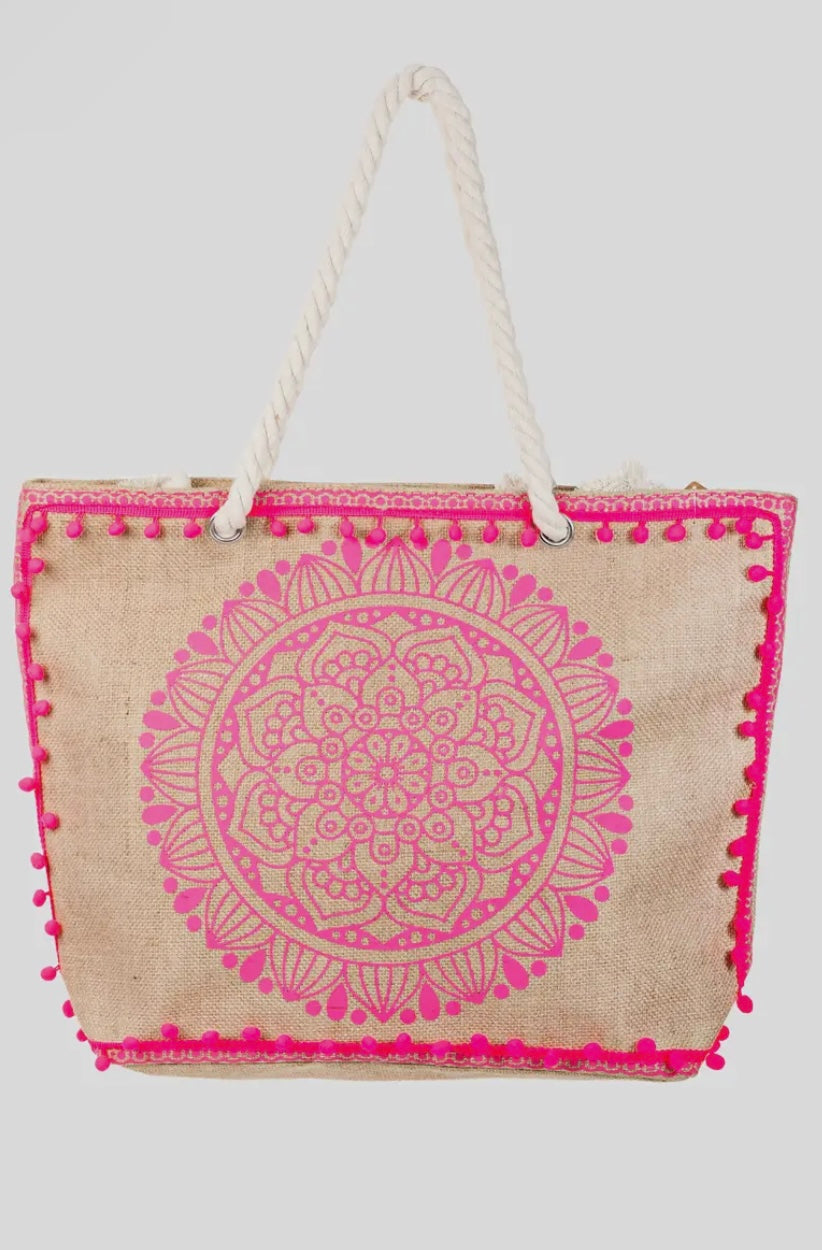 Boho floral tote bag