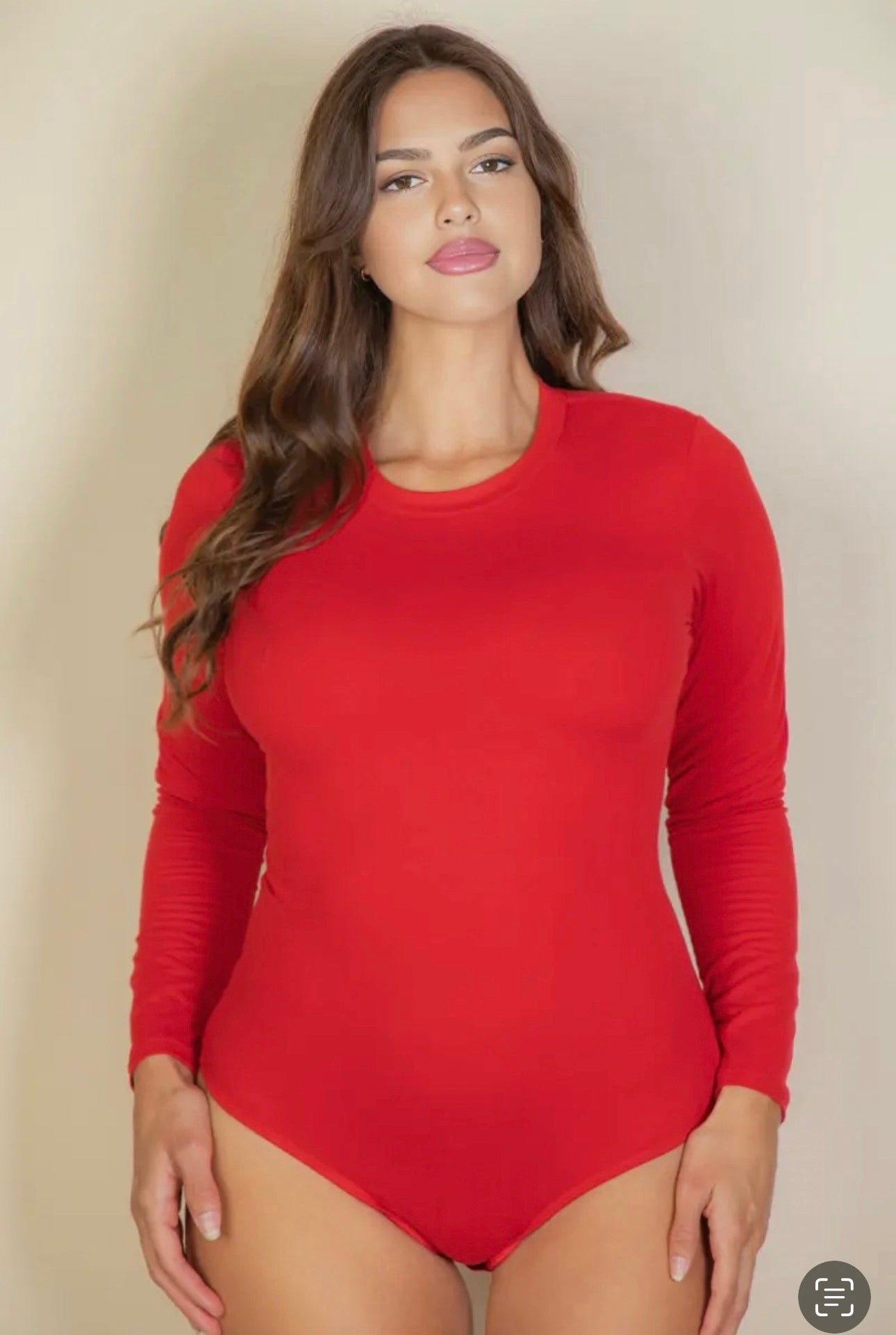 Plus size round neck long sleeve body suit