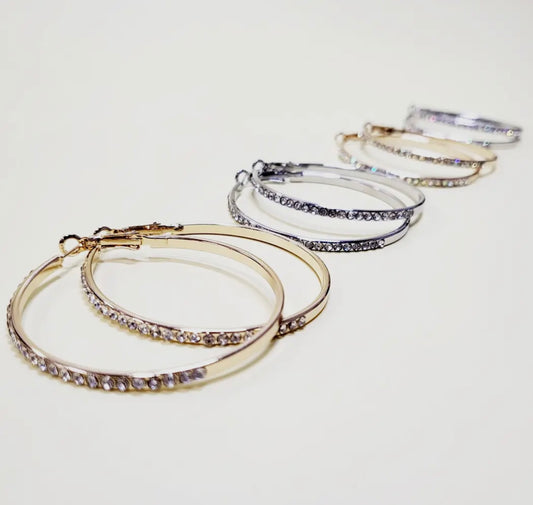 Gold and silver stoned hoop earrings