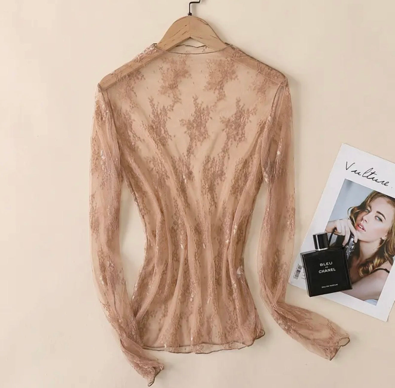 Lace mesh top coffee