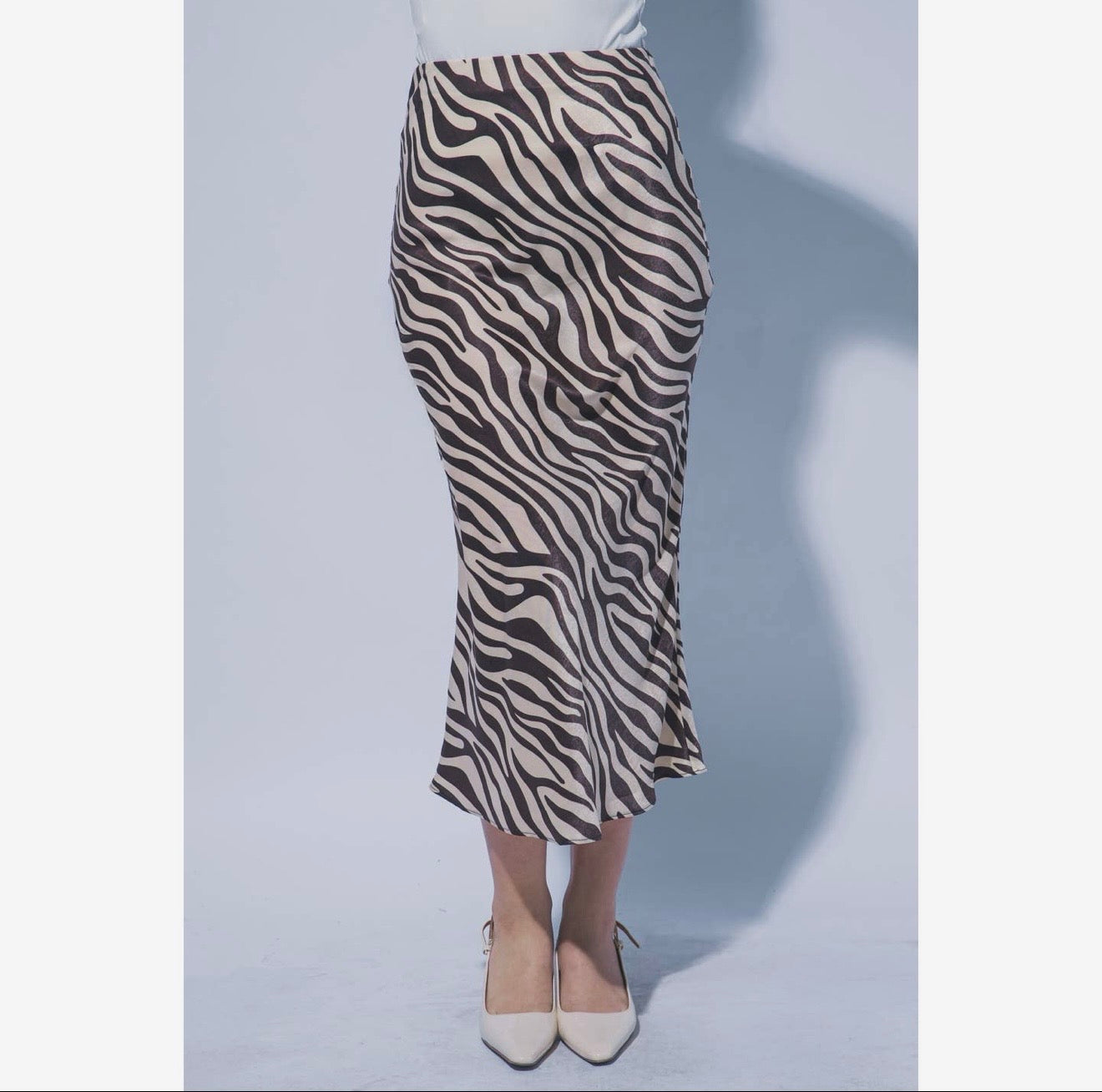 Zebra print elasticated wait maxi skirt