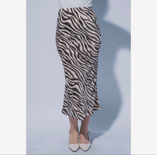 Zebra print elasticated wait maxi skirt