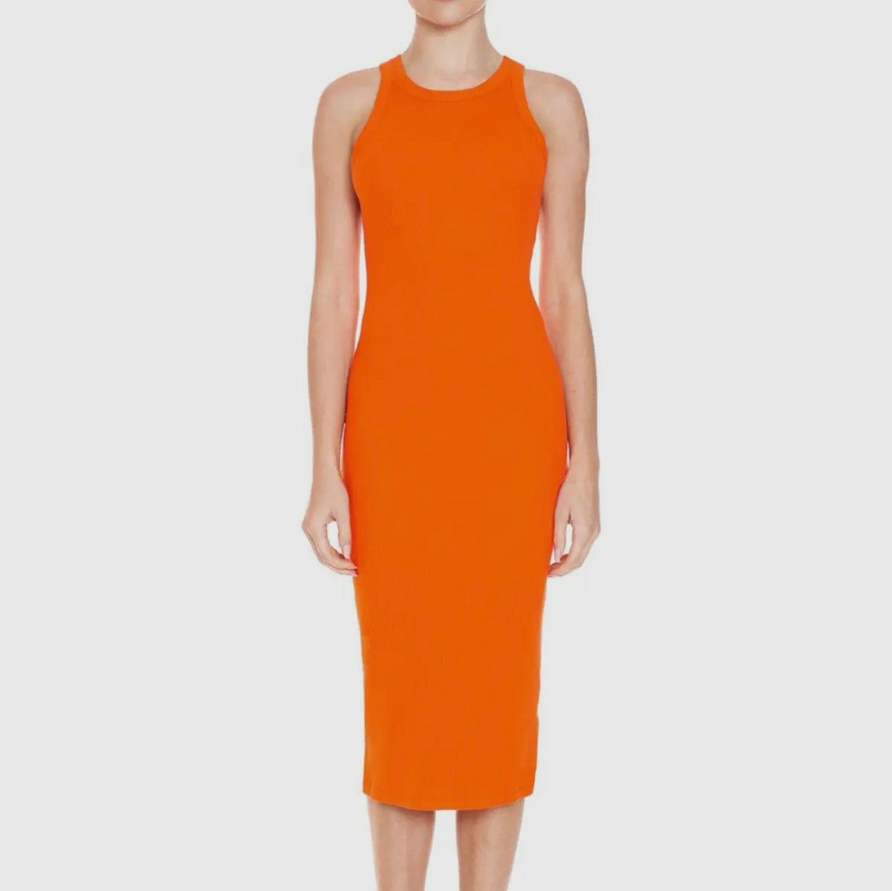 Crewneck sleeveless bodycon midi dress
