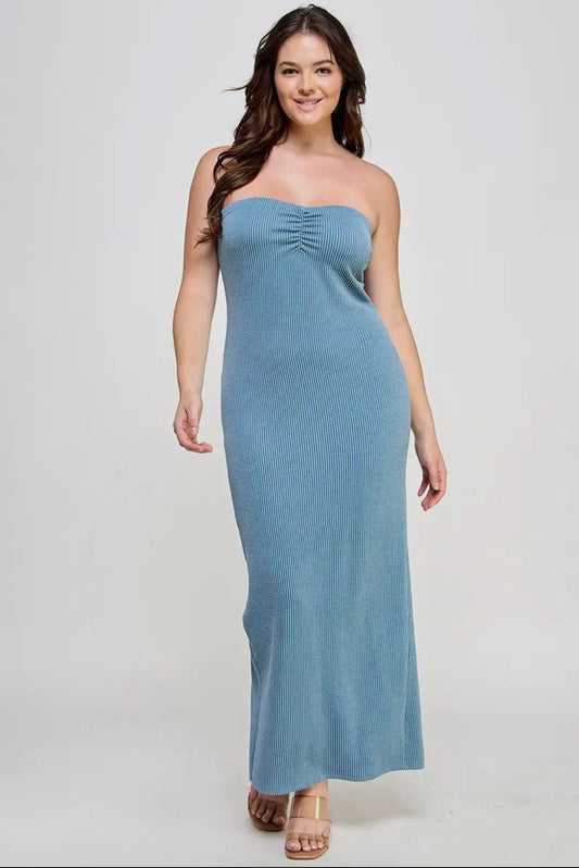 Plus size ribbed bodycon tube dress