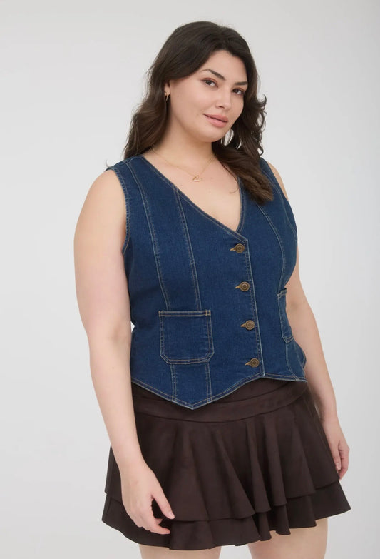Plus size denim vest
