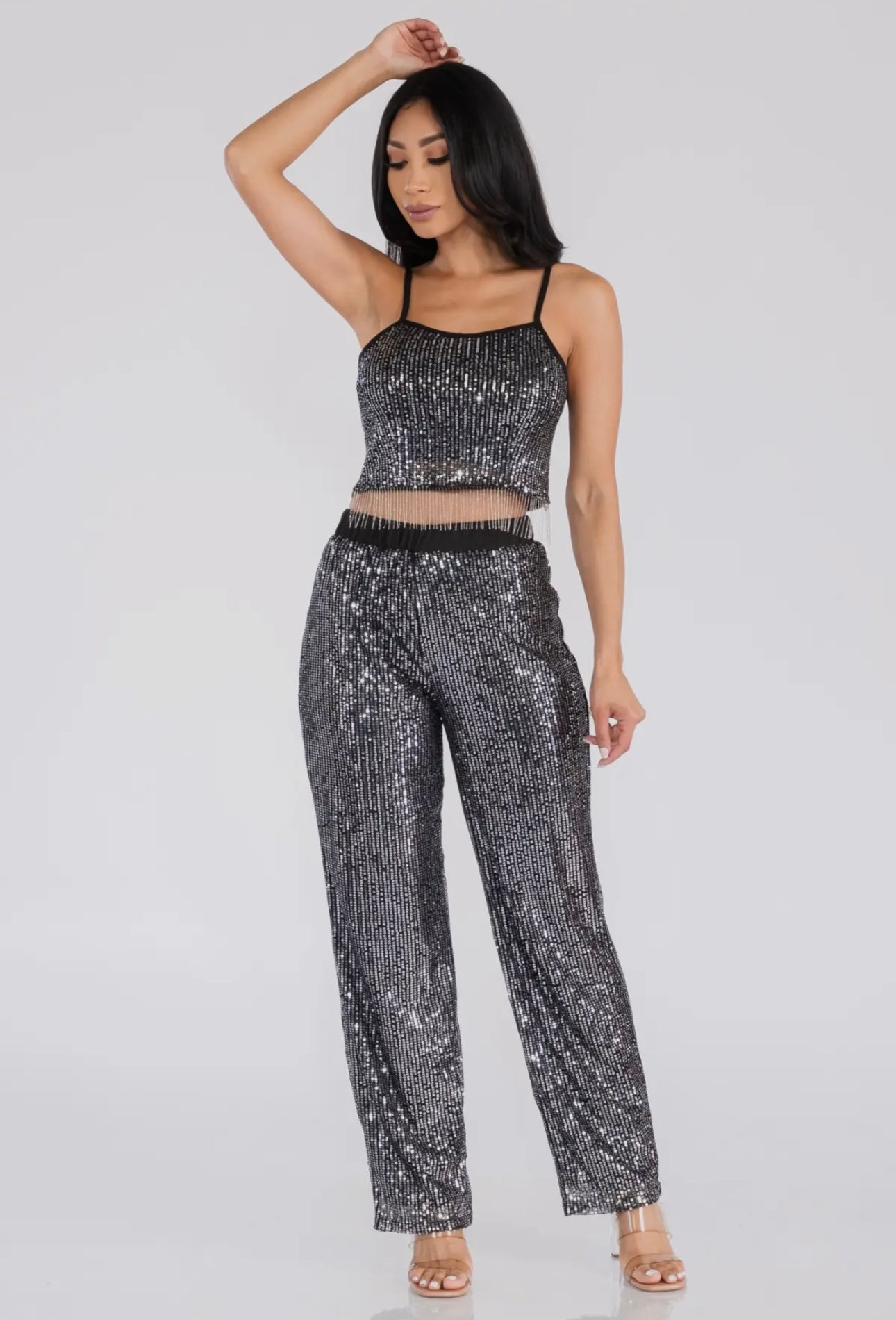 Women’s sequin top and pant set