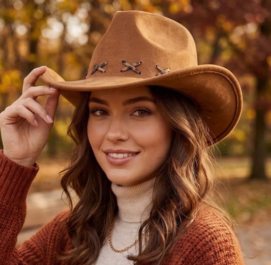 Faux suede cowboy hat