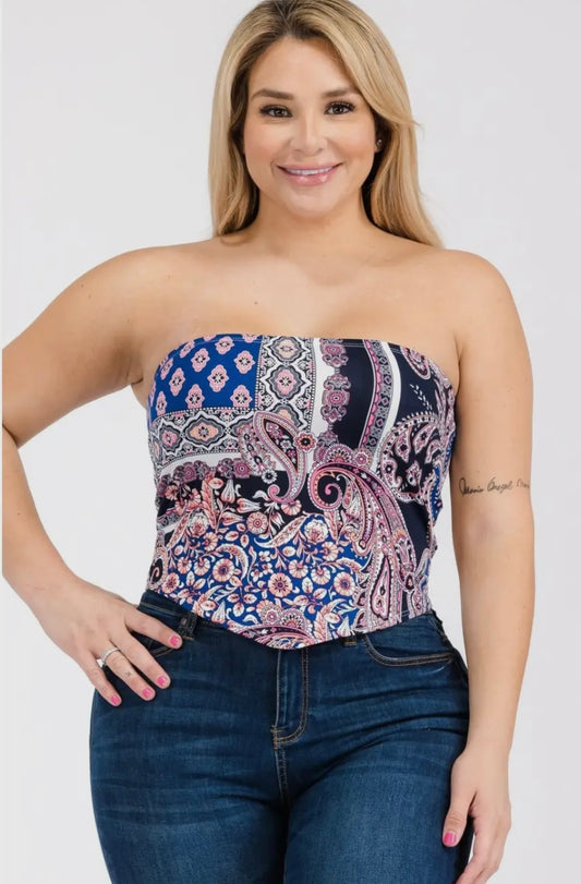 Plus size Bandana print tube top