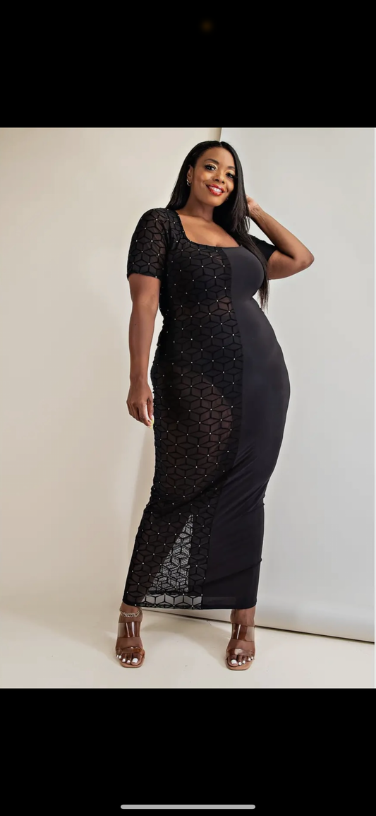 Plus size half and half long dress