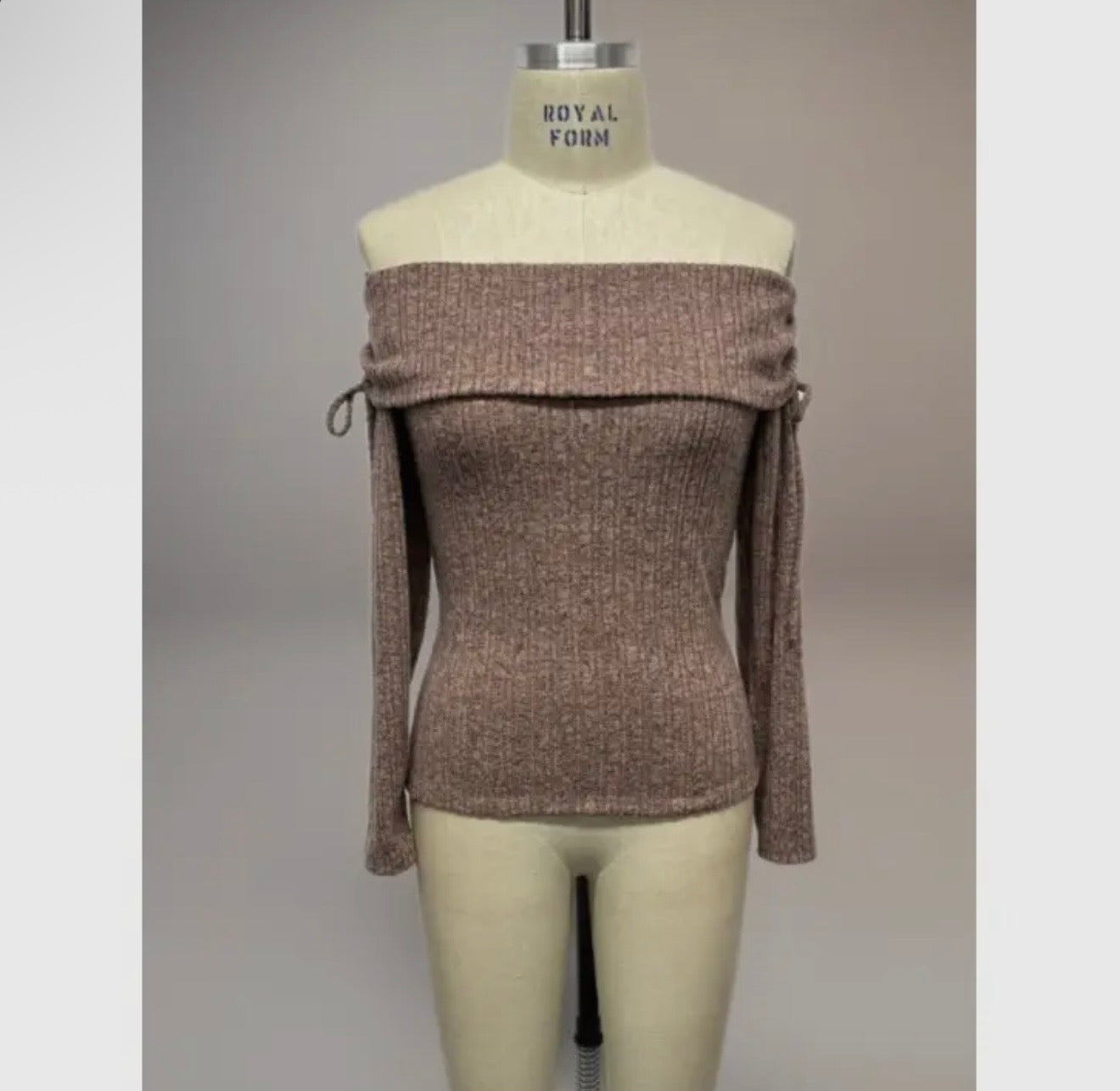 Plus size off shoulder side ruched love sleeve knit top