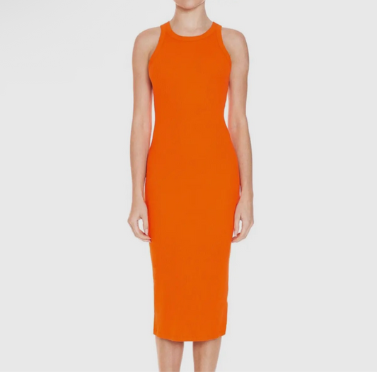 Crewneck sleeveless body-con racer back midi dress