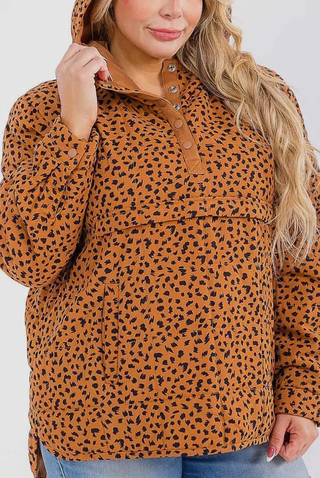 Button up front pockets hooded animal sweater