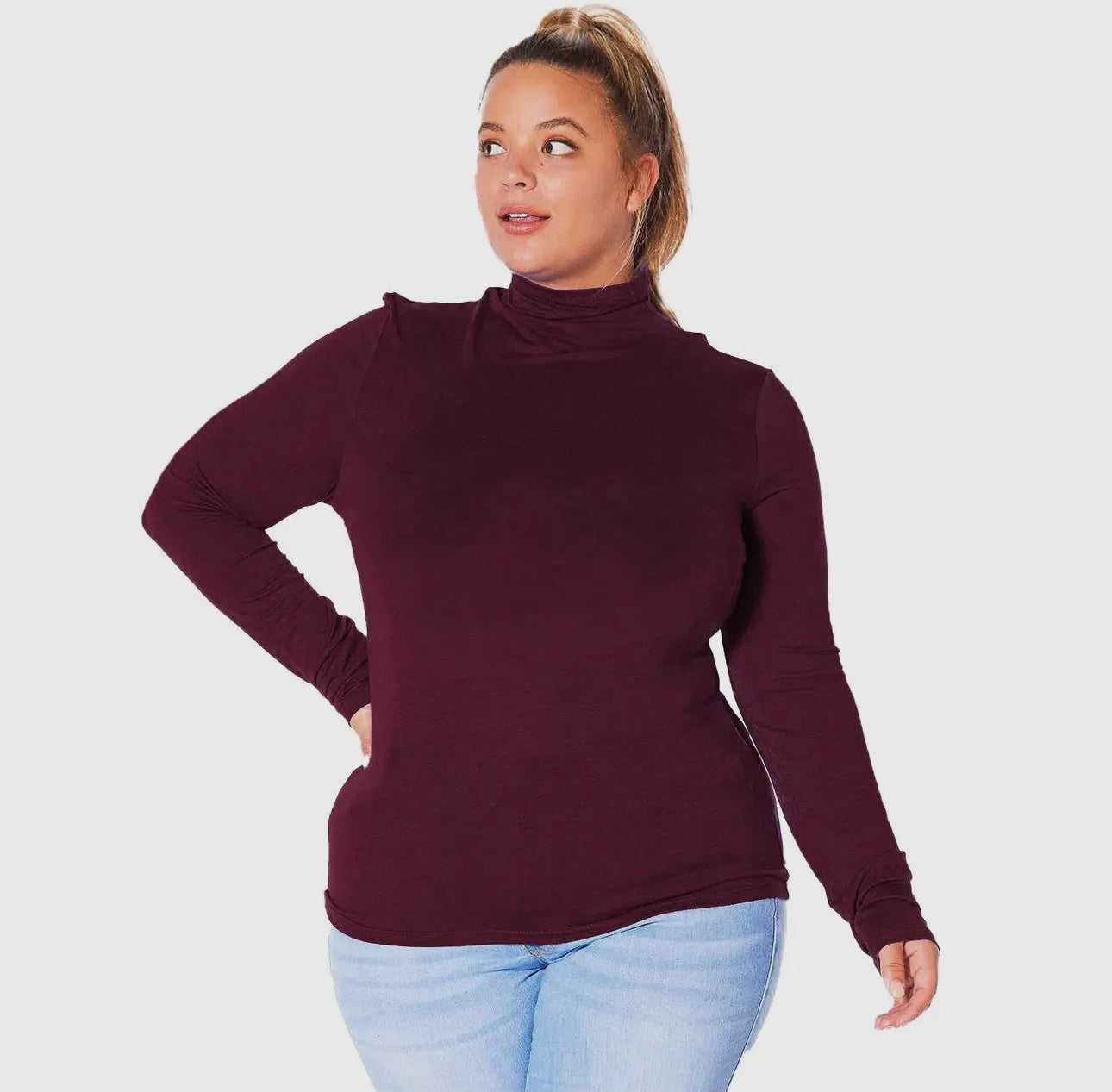 Plus size long sleeve turtle neck