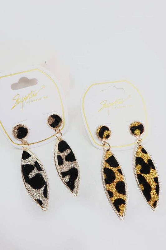 Leopard print dangle earring