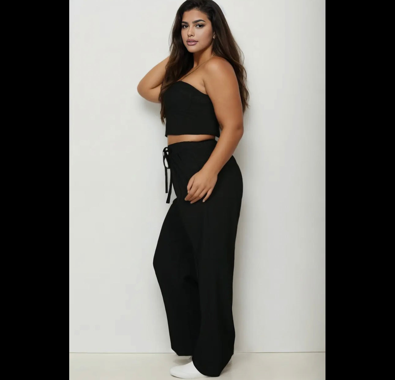 Plus bustier cami top and slant pocket straight leg pant