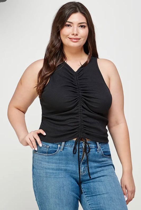 Plus size sleeveless ruched tank
