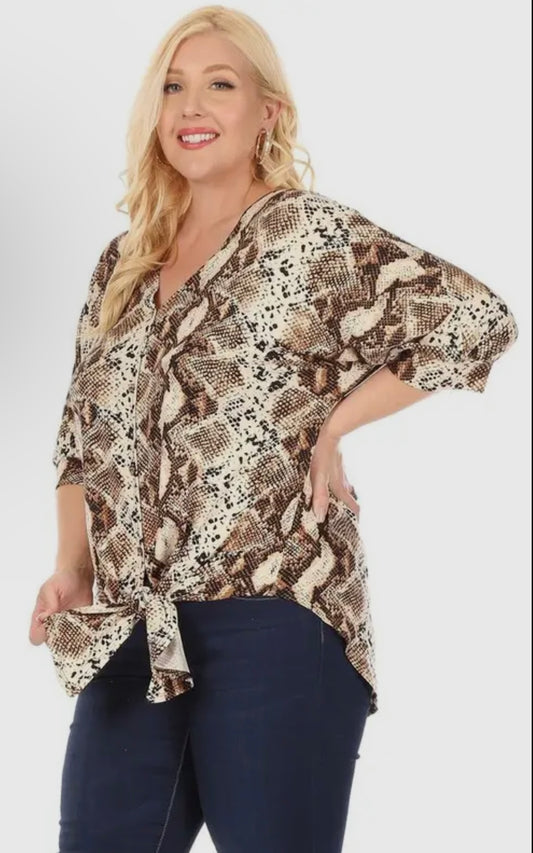 Plus size snakeskin top