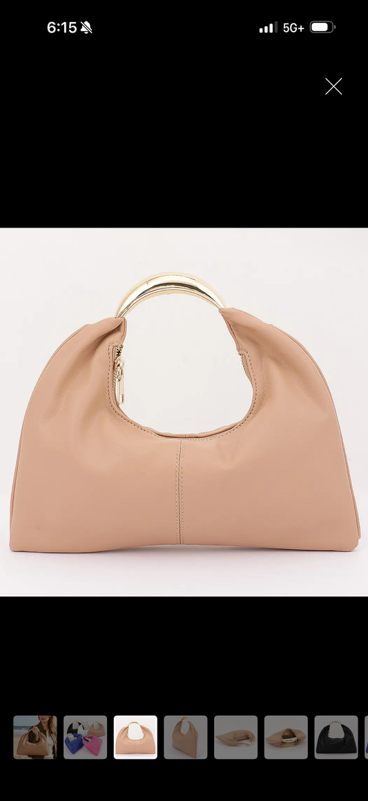 Metallic top handle bag