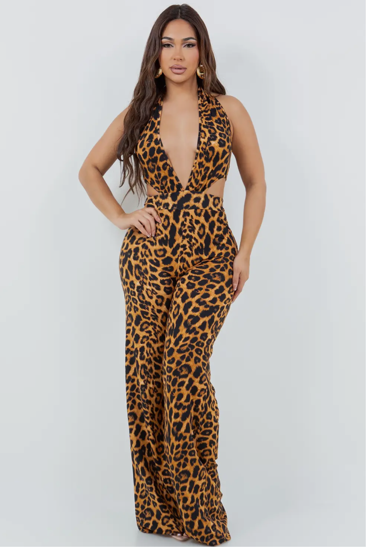 Halter jumpsuit with side and back cut outs