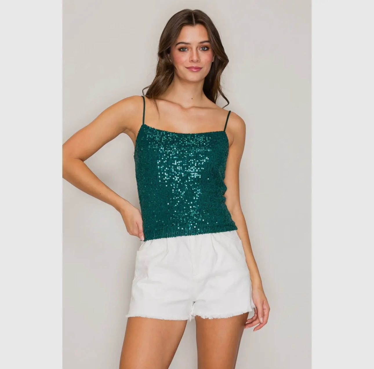 Lined sequin cami top