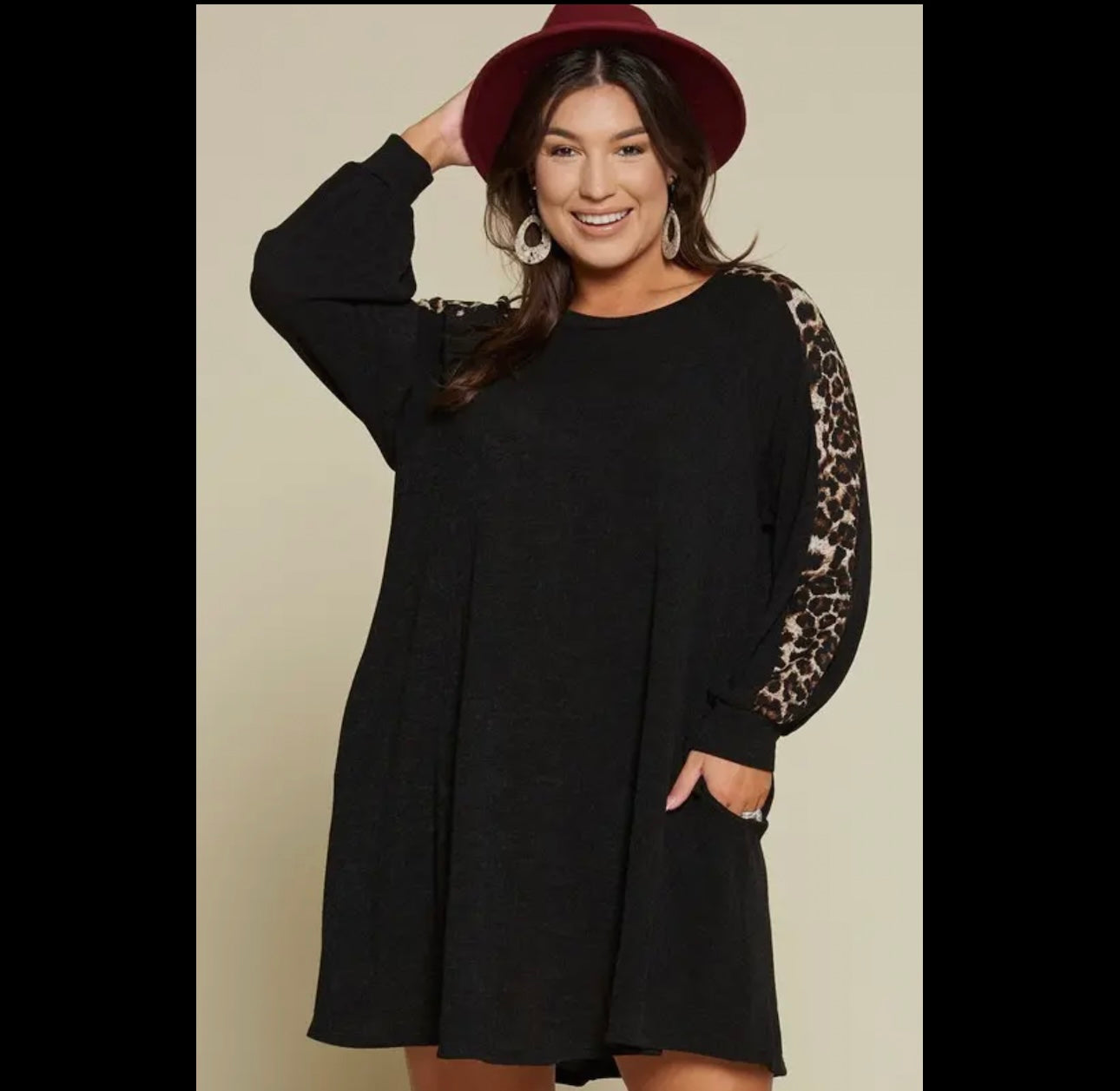 Plus size animal sleeve knit dress