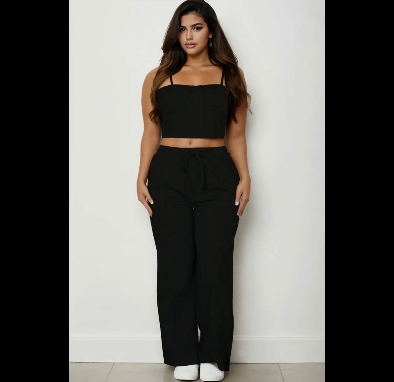 Plus bustier cami top and slant pocket straight leg pant