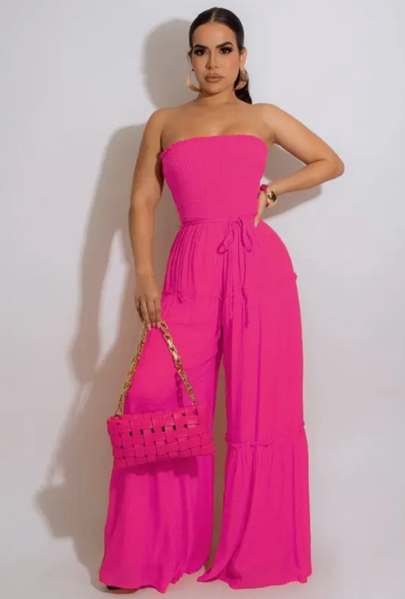 Wide leg jumpsuit with Waist tie