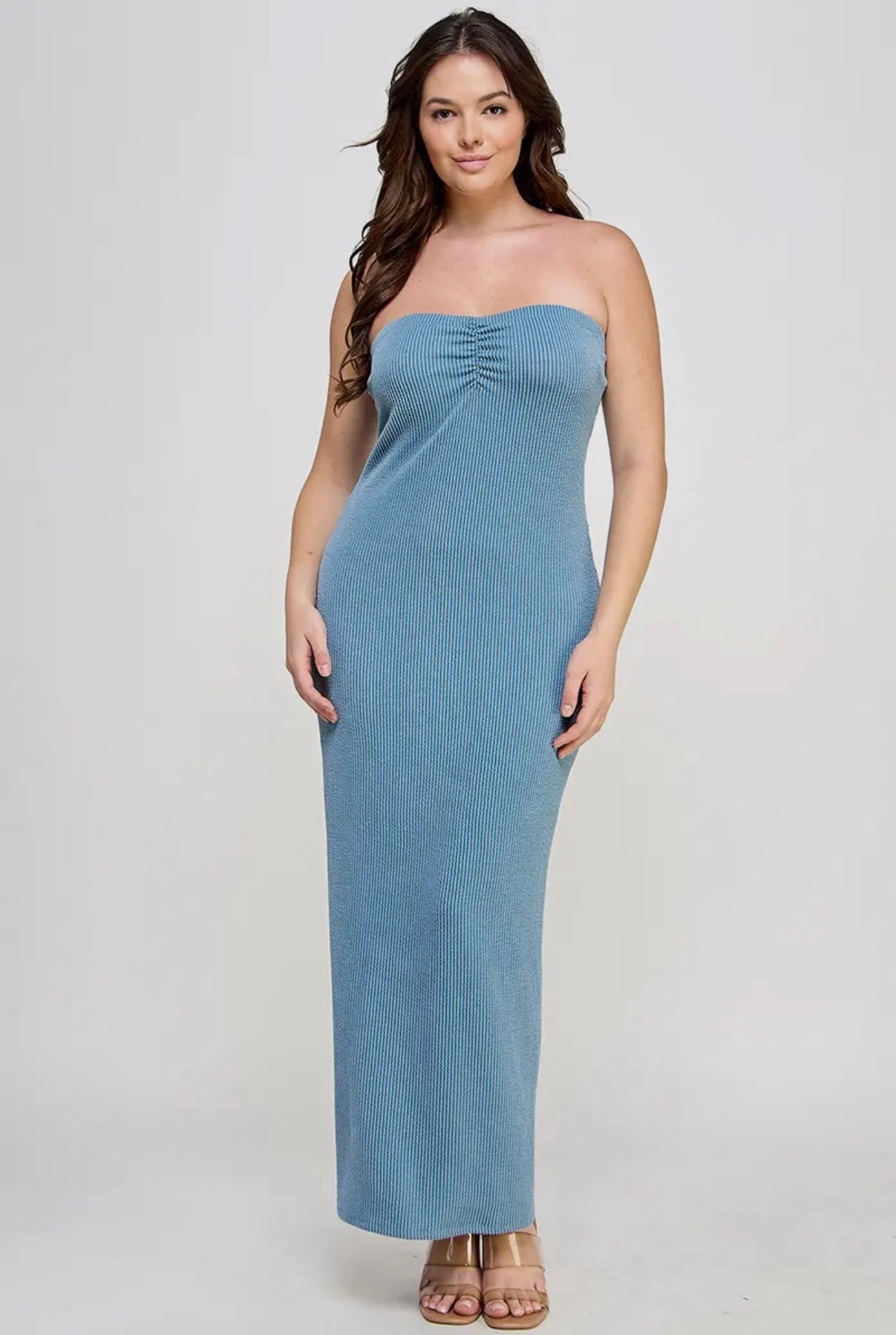 Plus size ribbed bodycon tube dress