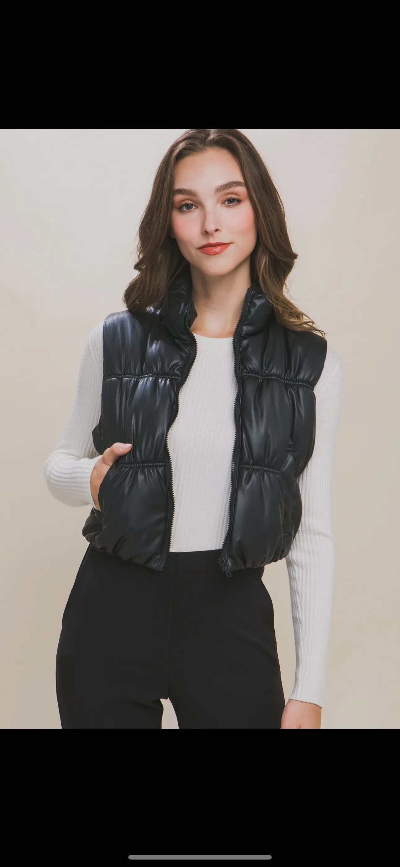 Faux leather vest (black)