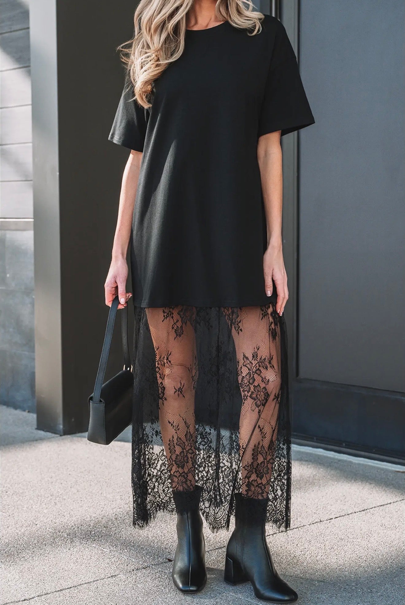 High waist lace sandalwood long dress