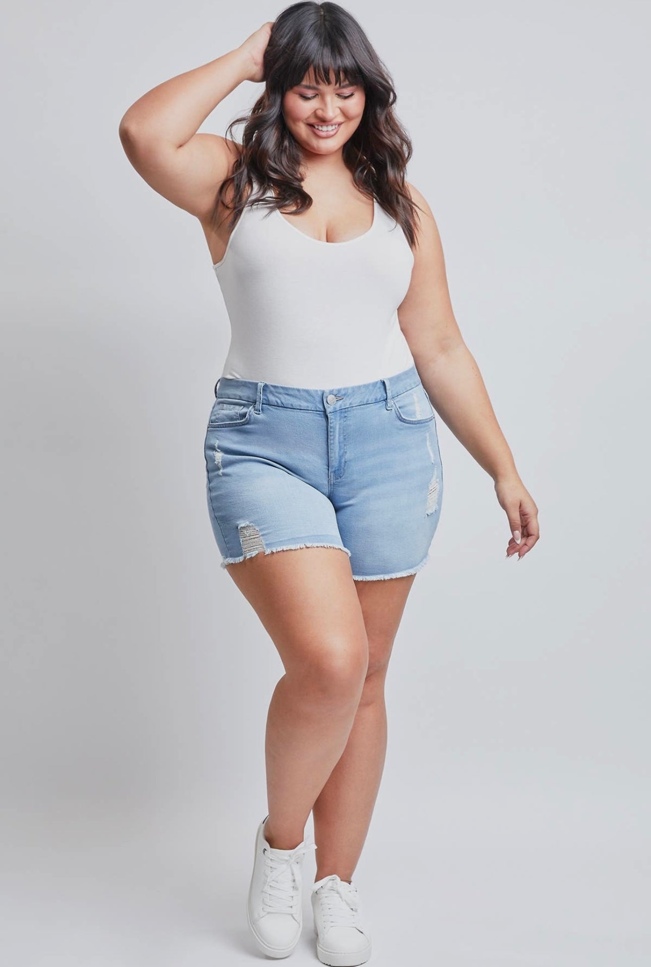 Plus curvy fit high rise shorts